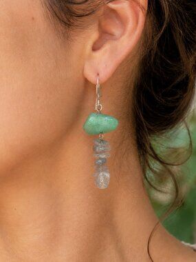 arthy Boho Green Aventurine & Labradorite Earrings – Stainless Steel Dangle